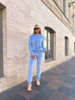 Жіночій спортивний велюровий костюм блакитного кольору 00506