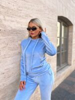 Жіночій спортивний велюровий костюм блакитного кольору 00506