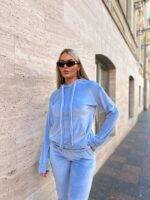 Жіночій спортивний велюровий костюм блакитного кольору 00506