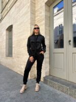 Жіночій спортивний велюровий костюм чорного кольору 00508