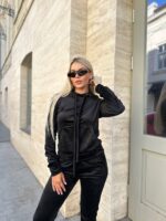 Жіночій спортивний велюровий костюм чорного кольору 00508