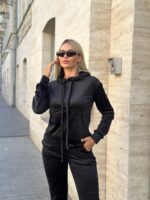 Жіночій спортивний велюровий костюм чорного кольору 00508