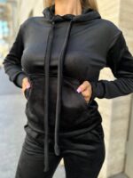 Жіночій спортивний велюровий костюм чорного кольору 00508