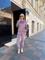 Жіночій спортивний велюровий костюм фіолетового кольору 00507