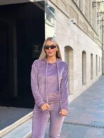 Жіночій спортивний велюровий костюм фіолетового кольору 00507