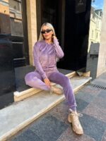 Жіночій спортивний велюровий костюм фіолетового кольору 00507