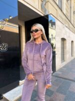 Жіночій спортивний велюровий костюм фіолетового кольору 00507