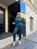 Жіночій спортивний велюровий костюм смарагдового кольору 00511