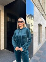 Жіночій спортивний велюровий костюм смарагдового кольору 00511