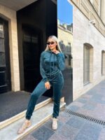 Жіночій спортивний велюровий костюм смарагдового кольору 00511