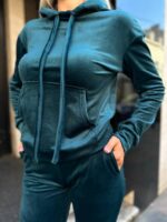 Жіночій спортивний велюровий костюм смарагдового кольору 00511