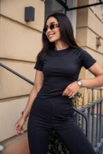 Жіночий костюм із мікродайвінгу чорного кольору 00500