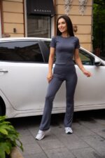 Жіночий костюм із мікродайвінгу кольору графiт 00499