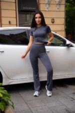 Жіночий костюм із мікродайвінгу кольору графiт 00499