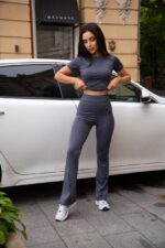 Жіночий костюм із мікродайвінгу кольору графiт 00499