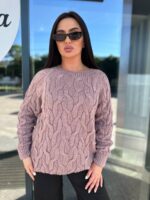 Жіночий светр з візерунком кольору пудра 00487