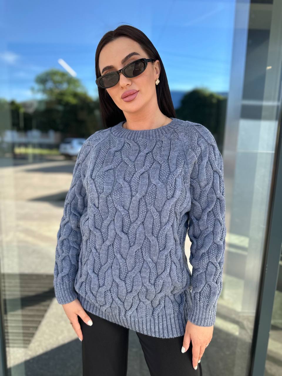 zhinochyj-svetr-z-vizerunkom-sirogo-koloru-00489-lm-5059-green-1-1 Жіночий светр з візерунком сірого кольору 00489