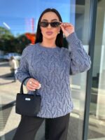 Жіночий светр з візерунком сірого кольору 00489