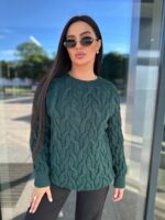Жіночий светр з візерунком смарагдового кольору 00488