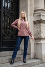 (Копія)Жіноча сорочка у клітинку з фланелі білого кольору 00608 00609