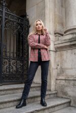 (Копія)Жіноча сорочка у клітинку з фланелі білого кольору 00608 00609