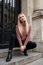 (Копія)Жіноча сорочка у клітинку з фланелі білого кольору 00608 00609