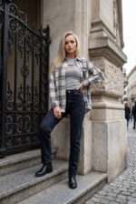 (Копія)Жіноча сорочка у клітинку з фланелі бордового кольору 00607 00608