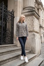 (Копія)Жіноча сорочка у клітинку з фланелі рожевого кольору 00609 00610