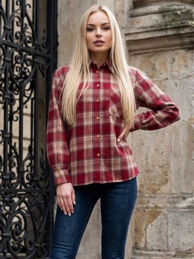 (Копія)Жіноча сорочка у клітинку з фланелі синього кольору 00606 00607