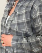 (Копія)Жіноча стильна сорочка в клітинку блакитного кольору 00621 00622