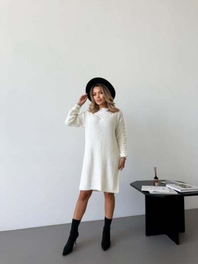 (Копія)Жіноча в’язана сукня з візерунком бузкового кольору 00564 00565