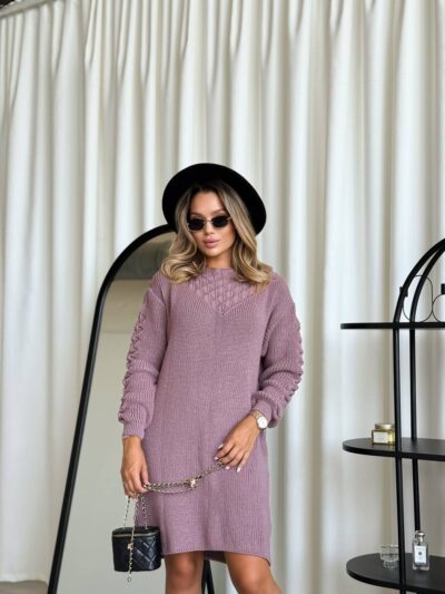 (Копія)Жіноча в’язана сукня з візерунком кольору темна пудра 00562 00563
