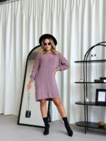 (Копія)Жіноча в’язана сукня з візерунком кольору темна пудра 00562 00563