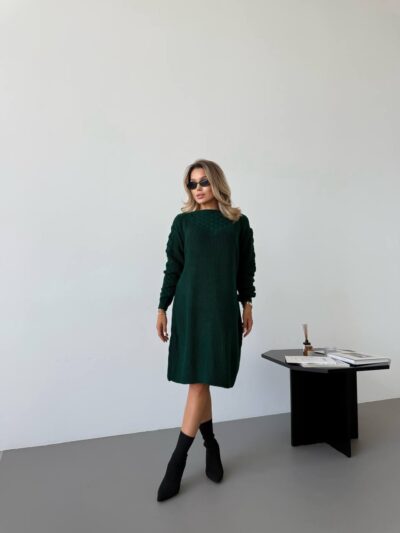 (Копія)Жіноча в’язана сукня з візерунком молочного кольору 00565 00566