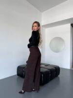 (Копія)Жіночі штани з мікровельвету чорного кольору 00672 00673