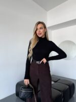 (Копія)Жіночі штани з мікровельвету чорного кольору 00672 00673