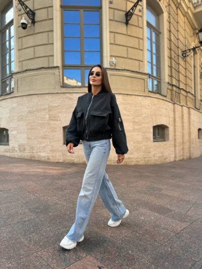 (Копія)Жіночій сучасний бомбер сірого кольору 00674 00675