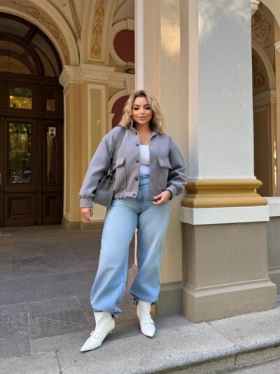 (Копія)Жіночий бомбер на кнопках чорного кольору 00542 00543