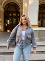 (Копія)Жіночий бомбер на кнопках чорного кольору 00542 00543