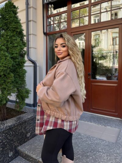 (Копія)Жіночий бомбер на кнопках кольору шоколад 00540 00541