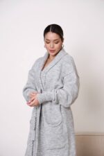 (Копія)Жіночий кардиган з плетеним поясом кольору темна пудра 00601 00602