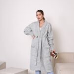 (Копія)Жіночий кардиган з плетеним поясом кольору темна пудра 00601 00602