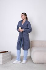 (Копія)Жіночий кардиган з плетеним поясом сірого кольору 00602 00603