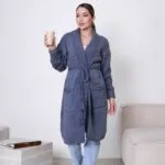 (Копія)Жіночий кардиган з плетеним поясом сірого кольору 00602 00603