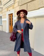 (Копія)Жіночий кардиган з поясом кольору шоколад 00538 00539