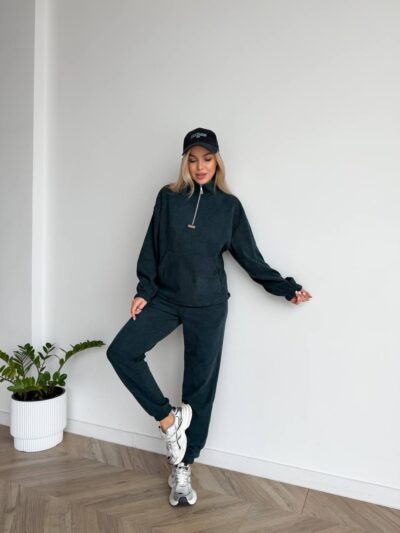 (Копія)Жіночий костюм з вельвету кольору графіт 00660 00661