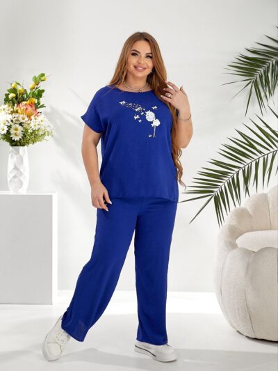 (Копія)Жіночий стильний костюм з крепу чорного кольору 00648 00649