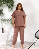 (Копія)Жіночий стильний костюм з надписом із стразів синього кольору 00636 00637