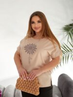 (Копія)Жіночий стильний костюм з візерунком із стразів білого кольору 00640 00641