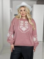 (Копія)Жіночий светр з етнічним візерунком блакитного кольору 00587 00588